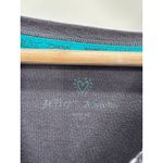 Betsey Johnson Top Women LARGE Grey White Striped V-Neck Henley Long Sleeve Photo 3