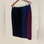 Hugo Boss BOSS Velivia black burgundy blue colorblock wool pencil skirt 10 Photo 2