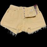 Levi's NWT  501 Yellow Jean Shorts Size 29 Button‎ Fly Cut Off Denim Raw Hem Photo 4