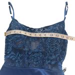 La Femme NWT  Scoop Laced A-Line Satin Embellished Evening Gown Navy Blue 00 Flaw Photo 12