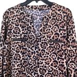 Always Indigo Animal Print Cheetah Print Blouse Size M/L Brown Size L Photo 1