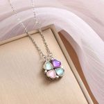 Multicolored Magnetic Clover Pendant Necklace NWT Blue Photo 3