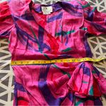 Flora Kung Vintage Silk Jacquard Floral Print Faux Wrap V Neck Midi Dress Pink Size 4 Photo 4