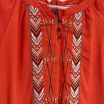 Cruel Denim Popover Top Women Small Orange Polyester Embroidered Cowgirl Western Photo 4