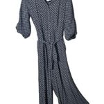 Anthropologie MAEVE for  Myka Black Print Wide Leg Jumpsuit with Tie Size 8 Photo 1