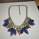 Stella & Dot Melia Blue Petal Rhinestone Multi Color Statement Bib Necklace Photo 0