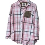 MarleyLilly  large pink grey plaid button down long sleeve embroidered initial J Photo 0