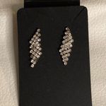 Vintage Austrian Crystal Earrings Silver Tone Pierced Drop 1.25" Sparkly Photo 0