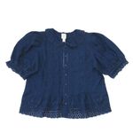 NWT GAP x Doen Gingham Eyelet Shirt in Medium Indigo Blue Cotton Blouse M Photo 1