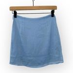 LIONESS Front Slit Mini Skirts Woven Lined Zip Side A-Line Preppy Blue Size XS Photo 4