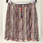 Maeve  by Anthropologie size 10 tweed pencil skirt lined fringed hem zips up back Photo 4