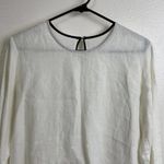 VDJ Le Vestaire de Jeanne Long Sleeve Linen Top Womens White Keyhole France Size M Photo 2
