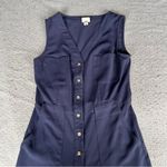 A New Day Navy Blue V Neck Button Up Wide Leg Cropped Jumpsuit Size XSMALL EUC Photo 4