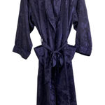 Victoria's Secret  Vintage Gold Label Blue Floral Embossed Satin Belted Robe P S Photo 0