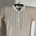 Young Fabulous and Broke Sheer Ribbed Henley Tunic Distressed Boho Style Large Photo 2