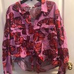 Sofia Vergara NWOT Purple Hawaiian Floral Button-Down Shirt Photo 0