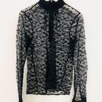 Fleur Du Mal black lace high neck blouse pleated front and cuffed sleeve Photo 1