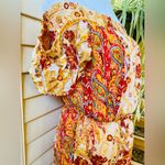 Free People  Carmen Boho Floral Orange Jumpsuit Flowy size small Photo 11