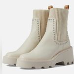 DV by Dolce Vit Dolce Vita Hoven Stud H2O Ivory Leather Pull On Round Toe Chunky Platform Boots Photo 0