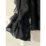 Alexis NEW  Black Lace Ruffle‎ Long Sleeve Button Down Blouse Top XS Photo 3