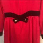 Saks 5th Avenue ✅Saks Fifth Avenue Vintage Red Vintage Long Sleeve Dress Black Velvet Trim Photo 8