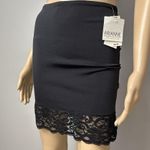 Vintage Arianne Lingerie Half Slip Medium Black Tight Skin Black Wide Lace New Photo 1