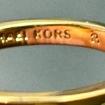 Michael Kors Gold-Tone Encircled Logo Open Ring Size 8 Photo 7