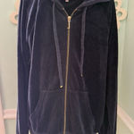 Juicy Couture  Velour Track Jacket Womens Large Blue Full Zip Hoodie Velvet Y2K Photo 0