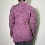 Aran Crafts 100% Merino Wool Purple Bohemian Zip Front Cardigan Size XS Photo 3