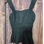 Anthropologie Cami Sz S STARK X Kamil Eyelet Top Peplum Hem Shirred Bodice Black Photo 1
