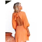 VICI |Orange Kaiga Backless Plisse Dress | Small Photo 1
