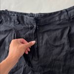 ZARA 100% Linen Black High Rise Shorts Pockets Size L Photo 4