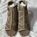 Shoe Dazzle light brown/tan Cutout Ankle wedge Heels Tan Size 7 Photo 1