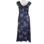 Carly Jean Off The Shoulder Midi Dress Ruffled Floral Navy Blue White Size Small Photo 1