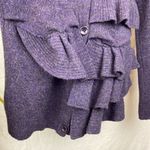 Anthropologie Moth Purple Wool Blend Split Decision Ruffle Cardigan Sweater XS Photo 2