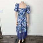 Rachel Parcell [] Blue Floral Puff Sleeve Lace Trim Spring Midi Dress NWT Size 8 Photo 1