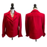 Pendleton Boiled Wool Suit Blazer Jacket Ruby Red Large Ribbed Trim Business Photo 9