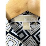 Michael Kors  Black & Tan Geometric Print Retro Look Button-Up Shirt Womens Small Photo 2