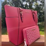 Michael Kors Berry Pink Tote Bag & Matching Wallet Set NWT Saffiano Leather Photo 1
