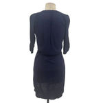 Anthropologie  Tiny Nadia Shirt Dress Button Embroidered Navy Blue Teal‎ Size XS Photo 7