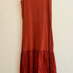 Nation Ltd  Everleigh Frilly Dress Midi Cayenne Orange Ruffle Sleeve Tiered XS Photo 0