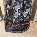 Garnet Hill Dark Floral Sleeveless Maxi Dress Cinch Waist Faux Wrap Top Scoop L Photo 2