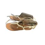 Pilcro  Anthropologie Harness Tie up White Leather Thong Sandals Size 8M Photo 5