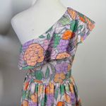 Entro Dress Women S Purple Orange Floral One Shoulder 100% Cotton Tradwife Prep Photo 6