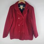 L.L.Bean womens pea coat red anchor design buttons lined size M Photo 0