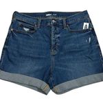 Old Navy Sky High Button Fly Cuffed Jean Short Size 14 NEW 5” Inseam Photo 0