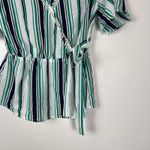 Pink Rose  Women's Short‎ Sleeve Striped Blouse Sz S Photo 3