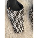 Leslie Fay  Black and White Woven Mules Heels Square‎ Toe Retro 9 Photo 2