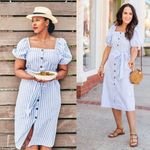 J.Crew Cottage Dress Blue White Stripe Small Preppy Minimalist Capsule Academia Photo 1