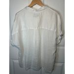 Tahari  Linen Button Down Shirt Top White XL Organic Short Rolled Sleeve Photo 3